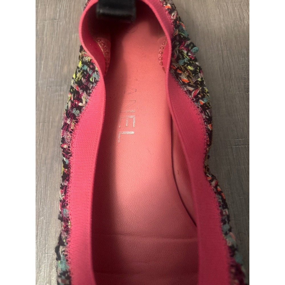 Chanel Multicolor Tweed Cap Toe Ballet Flats Pink Trim CC - Picture 3 of 6